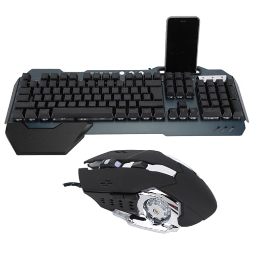 Bewinner Mechanische USB-Tastatur und -Maus-Kombination, Kabelgebundene Gaming-Tastatur mit 26-Tasten-Rollover und Wasserdichtem Design, 6-Tasten-Maus mit 3200 DPI, Schwimmende mit Zweifarbiger Bild 1