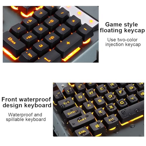 Bewinner Mechanische USB-Tastatur und -Maus-Kombination, Kabelgebundene Gaming-Tastatur mit 26-Tasten-Rollover und Wasserdichtem Design, 6-Tasten-Maus mit 3200 DPI, Schwimmende mit Zweifarbiger Bild 3