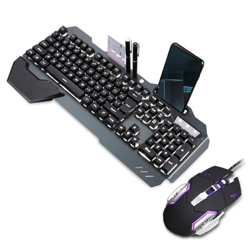 Bewinner Mechanische USB-Tastatur und -Maus-Kombination, Kabelgebundene Gaming-Tastatur mit 26-Tasten-Rollover und Wasserdichtem Design, 6-Tasten-Maus mit 3200 DPI, Schwimmende mit Zweifarbiger Bild 7