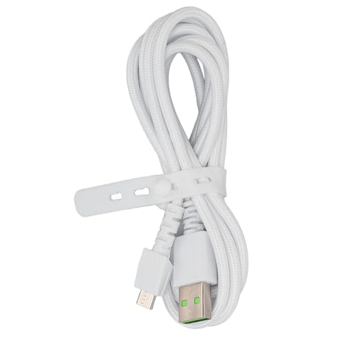 Bewinner Micro-USB-Ladekabel für Naga Pro & V2 Pro Gaming-Maus, 1,5 M Langes, Langlebiges, Geflochtenes Nylon-Ersatzkabel, Schnelles Aufladen für Basilisk und Mehr (White) Bild 2