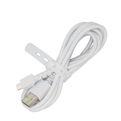Bewinner Micro-USB-Ladekabel für Naga Pro & V2 Pro Gaming-Maus, 1,5 M Langes, Langlebiges, Geflochtenes Nylon-Ersatzkabel, Schnelles Aufladen für Basilisk und Mehr (White) Bild 3