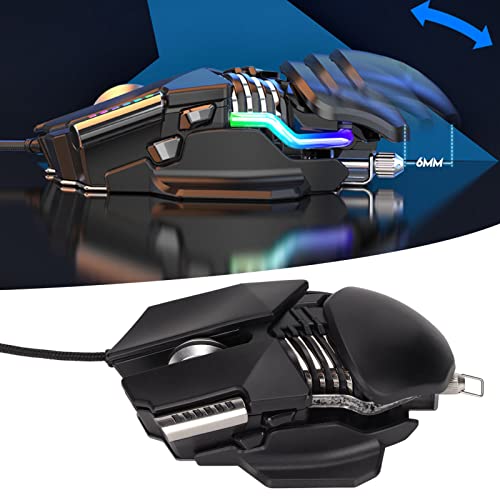 Bewinner 6D RGB USB Kabelgebundene Mechanische Gaming-Maus, 12800 DPI, Ergonomisches Metalldesign mit Einziehbarer Einstellung und Geflochtenem Nylonkabel für PC-Computer Bild 4