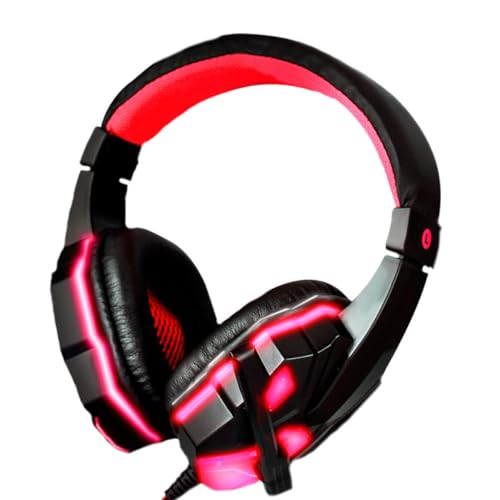 Gaming Kopfhörer mit Geräuschunterdrückung und Weichen Ohrpolstern USB und 3,5 mm Anschluss 40mm Lautsprecher Fürpc und Spielkonsole mit Rotem LED Licht Bild 1