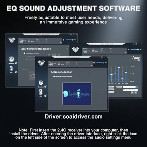 TZMRIT Aula G7 Pro Wireless Gaming Headset mit 7.1 Surround Sound, 40mm Treiber, BT5.3 Gaming Headsets mit Mikrofon, RGB, 10ms Latenz, 65H Akku, PC Gaming Headset Bild 5