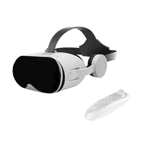 VR-Headset mit integrierten Kopfhörern und Controller, 110° FOV 3D Virtual Reality Brille für iOS und Handys 5,5–6,7 Zoll, immersives Gaming und Filmbetrachter (weiß) Bild 1