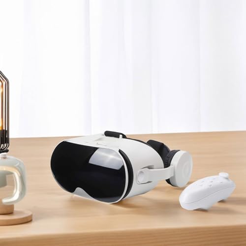 VR-Headset mit integrierten Kopfhörern und Controller, 110° FOV 3D Virtual Reality Brille für iOS und Handys 5,5–6,7 Zoll, immersives Gaming und Filmbetrachter (weiß) Bild 2