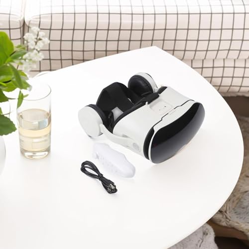 VR-Headset mit integrierten Kopfhörern und Controller, 110° FOV 3D Virtual Reality Brille für iOS und Handys 5,5–6,7 Zoll, immersives Gaming und Filmbetrachter (weiß) Bild 3