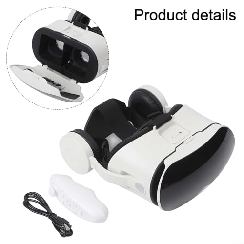 VR-Headset mit integrierten Kopfhörern und Controller, 110° FOV 3D Virtual Reality Brille für iOS und Handys 5,5–6,7 Zoll, immersives Gaming und Filmbetrachter (weiß) Bild 5