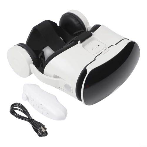 VR-Headset mit integrierten Kopfhörern und Controller, 110° FOV 3D Virtual Reality Brille für iOS und Handys 5,5–6,7 Zoll, immersives Gaming und Filmbetrachter (weiß) Bild 7
