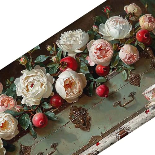 Mauspad 1200 x 600 Rosa Mauspad Blume Schreibtischunterlage mit Genähten Kanten Rutschfester Mousepad XXL, Tischunterlage Schreibtisch für PC, Maus und Tastatur, Home Office, Gaming Zubehör v7180 Bild 3