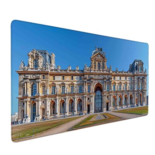 Mauspad 1200 x 600 Paris Mauspad Louvre Schreibtischunterlage mit Genähten Kanten Rutschfester Mousepad XXL, Tischunterlage Schreibtisch für PC, Maus und Tastatur, Home Office, Gaming Zubehör v6928 Bild 1