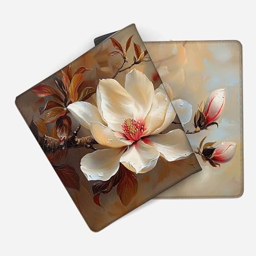Mauspad 1200 x 600 Creme Mauspad Blume Schreibtischunterlage mit Genähten Kanten Rutschfester Mousepad XXL, Tischunterlage Schreibtisch für PC, Maus und Tastatur, Home Office, Gaming Zubehör w7222 Bild 2