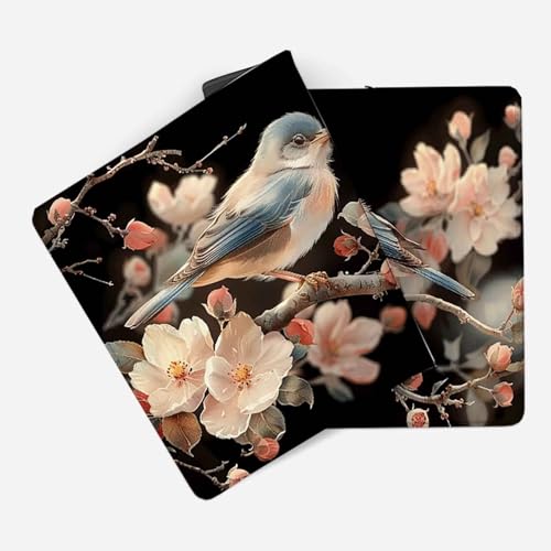 Mauspad 1200 x 600 Vogel Mauspad Blume Schreibtischunterlage mit Genähten Kanten Rutschfester Mousepad XXL, Tischunterlage Schreibtisch für PC, Maus und Tastatur, Home Office, Gaming Zubehör c7089 Bild 2