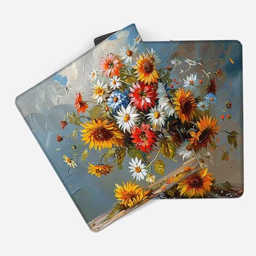 Mauspad 1200 x 600 Gelb Mauspad Blume Schreibtischunterlage mit Genähten Kanten Rutschfester Mousepad XXL, Tischunterlage Schreibtisch für PC, Maus und Tastatur, Home Office, Gaming Zubehör l6732 Bild 2