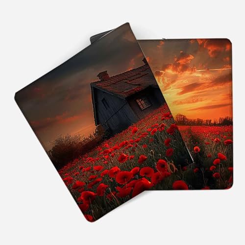 Mauspad 1200 x 600 Blume Mauspad Landschaft Schreibtischunterlage mit Genähten Kanten Rutschfester Mousepad XXL, Tischunterlage Schreibtisch für Maus und Tastatur, Home Office, Gaming Zubehör v6613 Bild 2