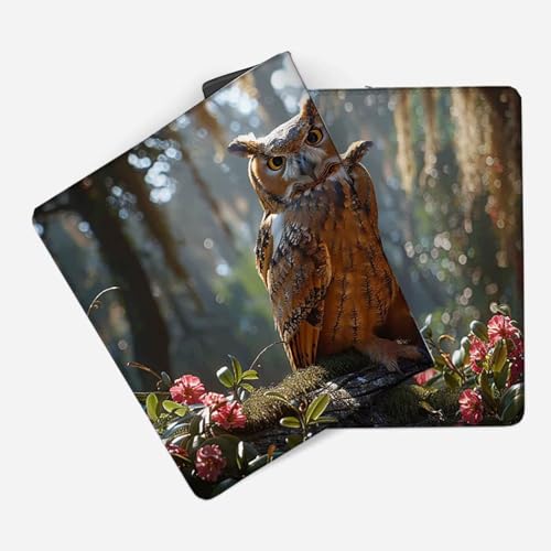 Mauspad 1200 x 600 Blume Mauspad Eule Schreibtischunterlage mit Genähten Kanten Rutschfester Mousepad XXL, Tischunterlage Schreibtisch für PC, Maus und Tastatur, Home Office, Gaming Zubehör g7145 Bild 2