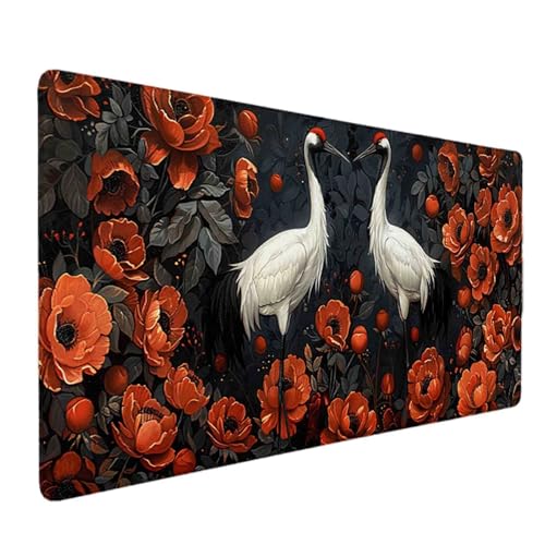 Mauspad 1200 x 600 Blume Mauspad Tier Schreibtischunterlage mit Genähten Kanten Rutschfester Mousepad XXL, Tischunterlage Schreibtisch für PC, Maus und Tastatur, Home Office, Gaming Zubehör o7201 Bild 1