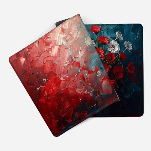 Mauspad 1200 x 600 Rot Mauspad Blume Schreibtischunterlage mit Genähten Kanten Rutschfester Mousepad XXL, Tischunterlage Schreibtisch für PC, Maus und Tastatur, Home Office, Gaming Zubehör g6641 Bild 2