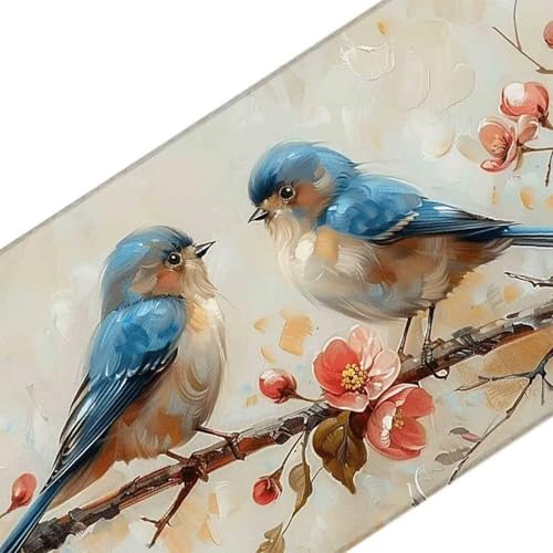 Mauspad 1000 x 500 Blume Mauspad Vogel Schreibtischunterlage mit Genähten Kanten Rutschfester Mousepad XXL, Tischunterlage Schreibtisch für PC, Maus und Tastatur, Home Office, Gaming Zubehör e7095 Bild 3