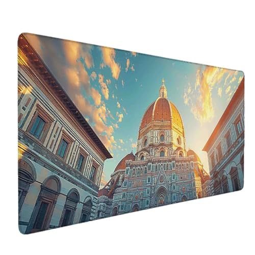 Mauspad 1200 x 600 Creme Mauspad Architektur Schreibtischunterlage mit Genähten Kanten Rutschfester Mousepad XXL, Tischunterlage Schreibtisch für Maus und Tastatur, Home Office, Gaming Zubehör l6795 Bild 1