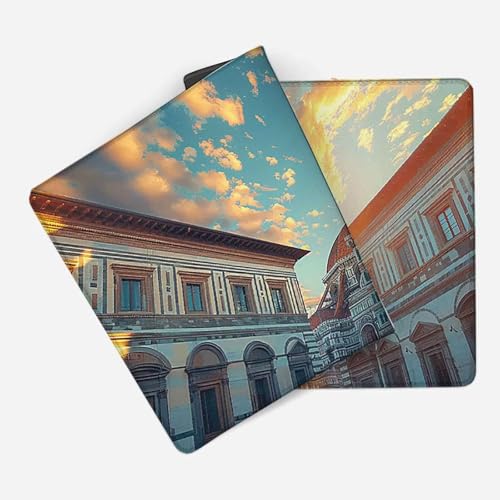 Mauspad 1200 x 600 Creme Mauspad Architektur Schreibtischunterlage mit Genähten Kanten Rutschfester Mousepad XXL, Tischunterlage Schreibtisch für Maus und Tastatur, Home Office, Gaming Zubehör l6795 Bild 2