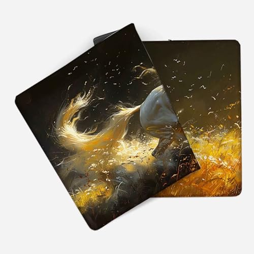 Mauspad 1200 x 600 Gelb Mauspad Pferd Schreibtischunterlage mit Genähten Kanten Rutschfester Mousepad XXL, Tischunterlage Schreibtisch für PC, Maus und Tastatur, Home Office, Gaming Zubehör v7243 Bild 2