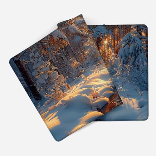 Mauspad 1000 x 500 Winter Mauspad Fluss Schreibtischunterlage mit Genähten Kanten Rutschfester Mousepad XXL, Tischunterlage Schreibtisch für PC, Maus und Tastatur, Home Office, Gaming Zubehör g7298 Bild 2
