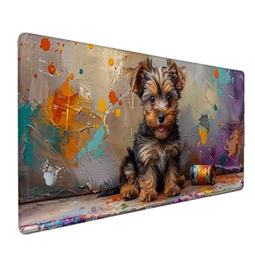 Mauspad 1200 x 600 Braun Mauspad Hund Schreibtischunterlage mit Genähten Kanten Rutschfester Mousepad XXL, Tischunterlage Schreibtisch für PC, Maus und Tastatur, Home Office, Gaming Zubehör s7187 Bild 1