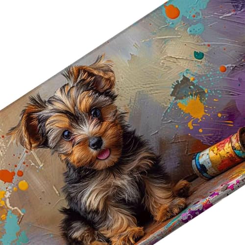 Mauspad 1200 x 600 Braun Mauspad Hund Schreibtischunterlage mit Genähten Kanten Rutschfester Mousepad XXL, Tischunterlage Schreibtisch für PC, Maus und Tastatur, Home Office, Gaming Zubehör s7187 Bild 3
