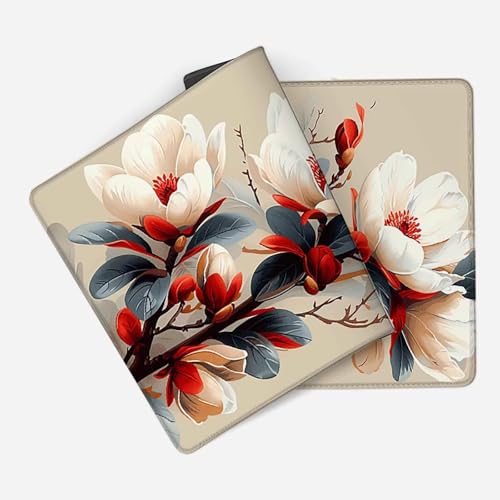 Mauspad 1200 x 600 Creme Mauspad Blume Schreibtischunterlage mit Genähten Kanten Rutschfester Mousepad XXL, Tischunterlage Schreibtisch für PC, Maus und Tastatur, Home Office, Gaming Zubehör c7215 Bild 2
