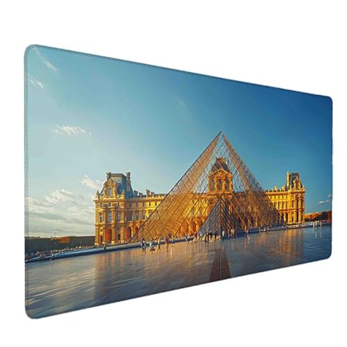 Mauspad 1200 x 600 Blau Mauspad Louvre Schreibtischunterlage mit Genähten Kanten Rutschfester Mousepad XXL, Tischunterlage Schreibtisch für PC, Maus und Tastatur, Home Office, Gaming Zubehör p6914 Bild 1