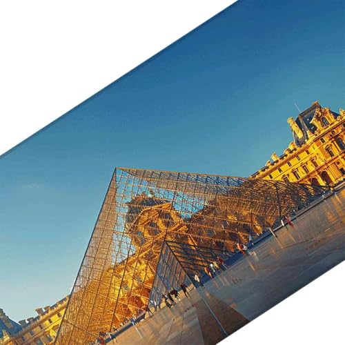 Mauspad 1200 x 600 Blau Mauspad Louvre Schreibtischunterlage mit Genähten Kanten Rutschfester Mousepad XXL, Tischunterlage Schreibtisch für PC, Maus und Tastatur, Home Office, Gaming Zubehör p6914 Bild 3