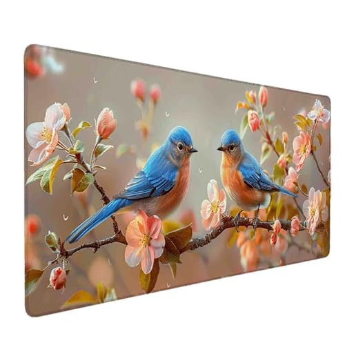 Mauspad 1200 x 600 Blume Mauspad Vogel Schreibtischunterlage mit Genähten Kanten Rutschfester Mousepad XXL, Tischunterlage Schreibtisch für PC, Maus und Tastatur, Home Office, Gaming Zubehör g7082 Bild 1