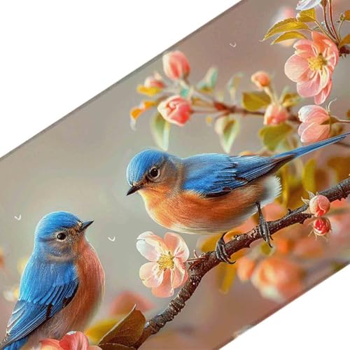 Mauspad 1200 x 600 Blume Mauspad Vogel Schreibtischunterlage mit Genähten Kanten Rutschfester Mousepad XXL, Tischunterlage Schreibtisch für PC, Maus und Tastatur, Home Office, Gaming Zubehör g7082 Bild 3