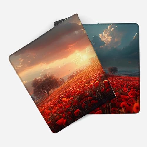 Mauspad 1200 x 600 Rot Mauspad Blume Schreibtischunterlage mit Genähten Kanten Rutschfester Mousepad XXL, Tischunterlage Schreibtisch für PC, Maus und Tastatur, Home Office, Gaming Zubehör l6606 Bild 2