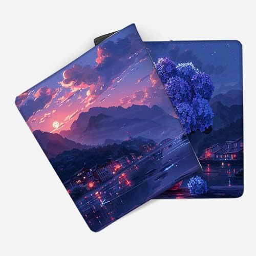 Mauspad 1200 x 600 Lila Mauspad Landschaft Schreibtischunterlage mit Genähten Kanten Rutschfester Mousepad XXL, Tischunterlage Schreibtisch für PC, Maus und Tastatur, Home Office, Gaming Zubehör c6774 Bild 2