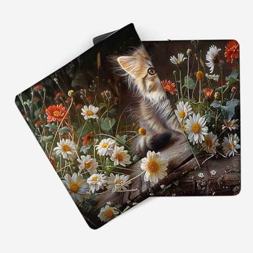 Mauspad 1200 x 600 Blume Mauspad Katze Schreibtischunterlage mit Genähten Kanten Rutschfester Mousepad XXL, Tischunterlage Schreibtisch für PC, Maus und Tastatur, Home Office, Gaming Zubehör s7124 Bild 2