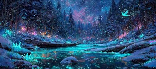 Gaming Mauspad, 100x200cmx3mm GroßEs Mousepad,wasserdichte Gewebe, Rutschfester Gummiunterseite, BüRobedarf, Verbesserte PräZision Und Geschwindigkeit, Fluoreszenz Wald JX2B-785 Bild 1