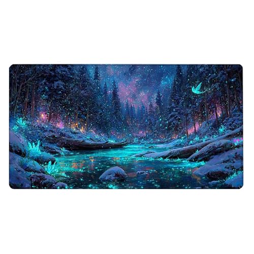 Gaming Mauspad, 100x200cmx3mm GroßEs Mousepad,wasserdichte Gewebe, Rutschfester Gummiunterseite, BüRobedarf, Verbesserte PräZision Und Geschwindigkeit, Fluoreszenz Wald JX2B-785 Bild 2