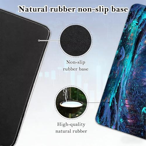 Gaming Mauspad, 100x200cmx3mm GroßEs Mousepad,wasserdichte Gewebe, Rutschfester Gummiunterseite, BüRobedarf, Verbesserte PräZision Und Geschwindigkeit, Fluoreszenz Wald JX2B-785 Bild 5