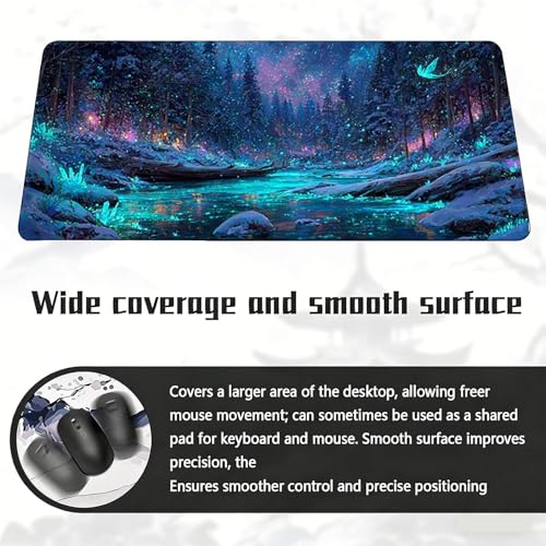 Gaming Mauspad, 100x200cmx3mm GroßEs Mousepad,wasserdichte Gewebe, Rutschfester Gummiunterseite, BüRobedarf, Verbesserte PräZision Und Geschwindigkeit, Fluoreszenz Wald JX2B-785 Bild 6