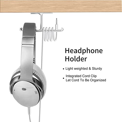 Kopfhörerständer, Auf Selbstklebender Halterung for Dual-Headsets, PC-Gaming-Zubehör mit Kabel-Organizer-Halterung(Silver) Bild 4