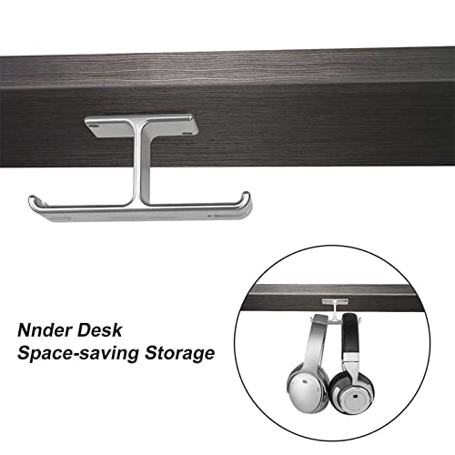 Kopfhörerständer, Auf Selbstklebender Halterung for Dual-Headsets, PC-Gaming-Zubehör mit Kabel-Organizer-Halterung(Silver) Bild 6