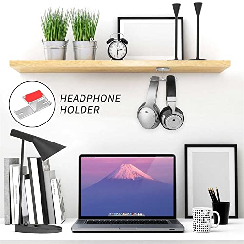 Kopfhörerständer, Auf Selbstklebender Halterung for Dual-Headsets, PC-Gaming-Zubehör mit Kabel-Organizer-Halterung(Silver) Bild 7