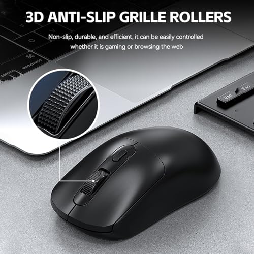 Kabellose Maus, Dual-Modus 2,4 GHz und BT 5.0-Maus mit Anti-Rutsch-Gitter-Scrollrad, 3 Einstellbare DPI-Stufen, Ergonomisches Design, für Gaming-Arbeiten (Black) Bild 3