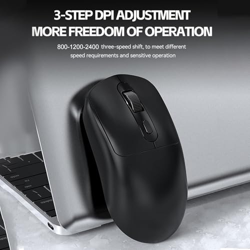 Kabellose Maus, Dual-Modus 2,4 GHz und BT 5.0-Maus mit Anti-Rutsch-Gitter-Scrollrad, 3 Einstellbare DPI-Stufen, Ergonomisches Design, für Gaming-Arbeiten (Black) Bild 4