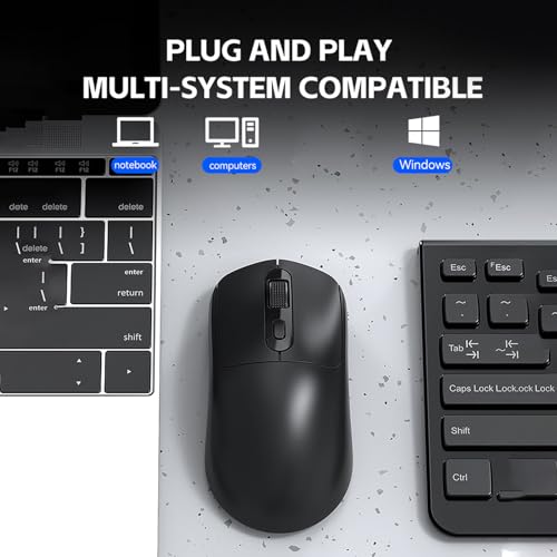 Kabellose Maus, Dual-Modus 2,4 GHz und BT 5.0-Maus mit Anti-Rutsch-Gitter-Scrollrad, 3 Einstellbare DPI-Stufen, Ergonomisches Design, für Gaming-Arbeiten (Black) Bild 5