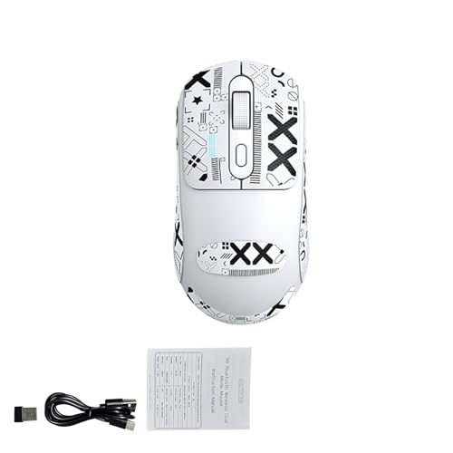 Kabellose Maus, 2,4 GHz BT5.0 Dual-Modus, Ergonomische Gaming-Maus mit Rutschfestem 3D-Gitter-Scrollrad und Aufkleber, 3 Einstellbare DPI-Stufen, für PC-Laptop (White) Bild 7