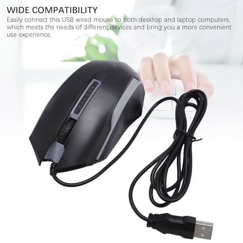 Bewinner USB-Maus mit Kabel, 1200 DPI, Optische RGB-Computermaus mit Bequemem Griff für Laptop und Desktop, Kabelgebundene USB-Maus für PC, Gaming, Arbeit, Heimbüro Bild 2