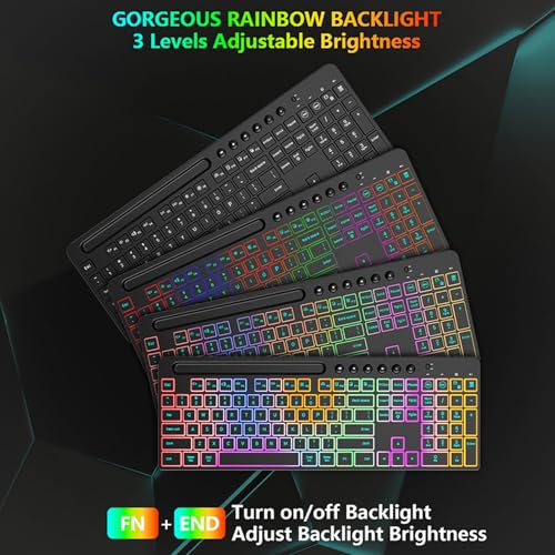 Diyeeni Kabellose Tastatur- und Maus-Kombination, 115 Tasten, RGB-Hintergrundbeleuchtung, Verstellbarer Standplatz, 6 Multimedia-Tasten, 6-Maus mit 800/1200/1600 DPI für Gaming, Bild 4